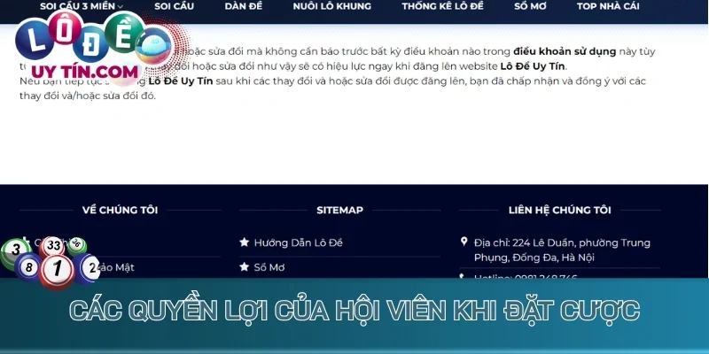 Điều Khoản Sử Dụng - Quy Định Quan Trọng Tại Lô Đề Uy Tín 3 Các quyền lợi của hội viên khi đặt cược